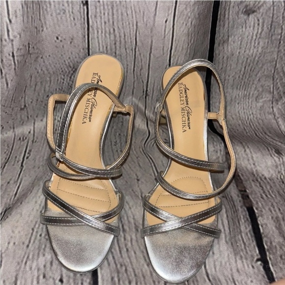 Badgley Mischa Women’s Heels Shoes Silver Metallic Strappy Open Toe Size 7 - Picture 2 of 6